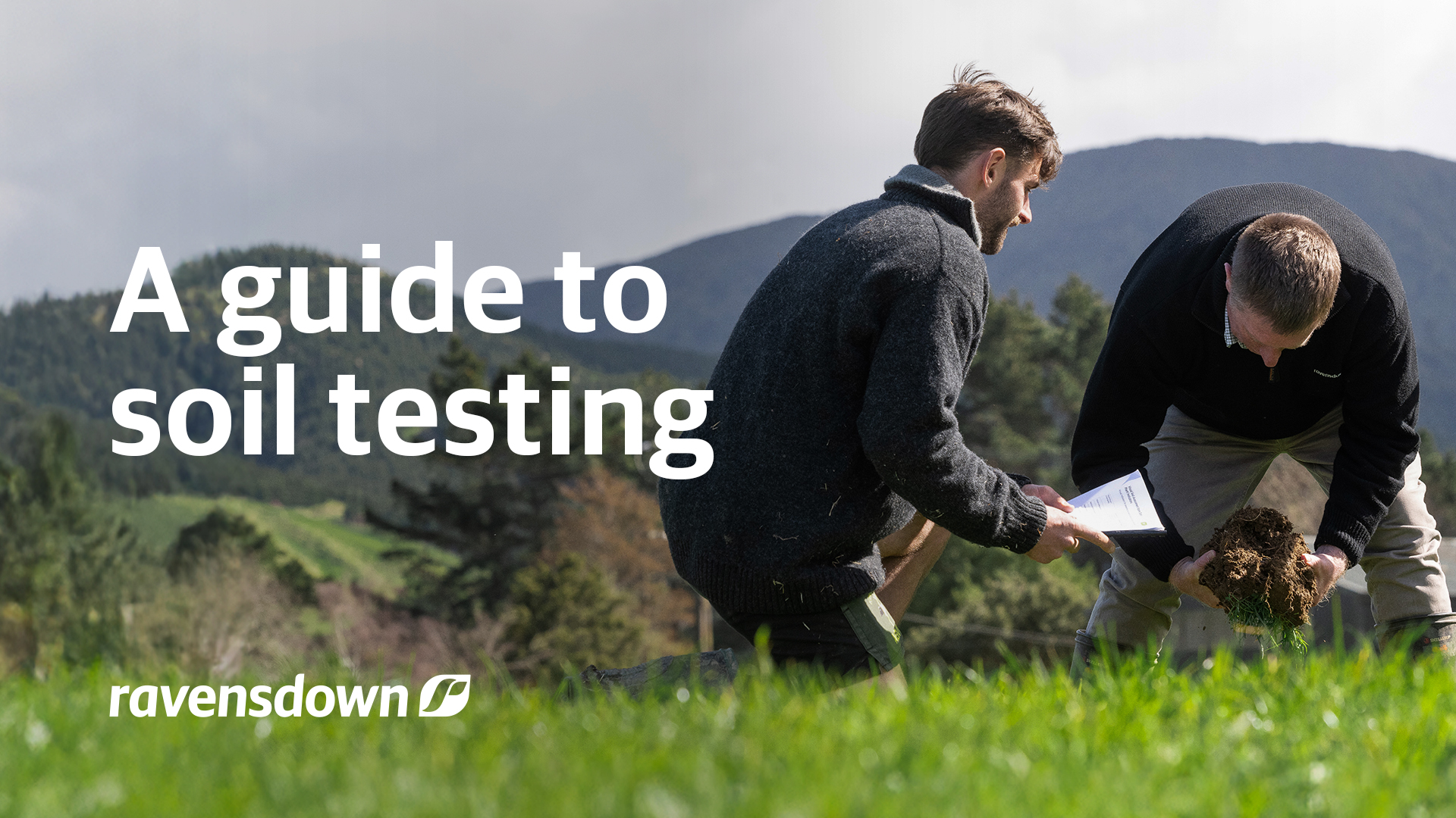 Ravensdown Environmental Managing Principal demonstrating soil testing with a NZ farmer in pasture